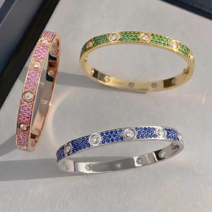 [Polaidi Jewelry]2026 PAVE GEMSTONE LOVE BRACELET 6.1MM 10 DIAMONDS