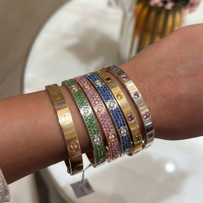 [Polaidi Jewelry]2026 PAVE GEMSTONE LOVE BRACELET 6.1MM 10 DIAMONDS