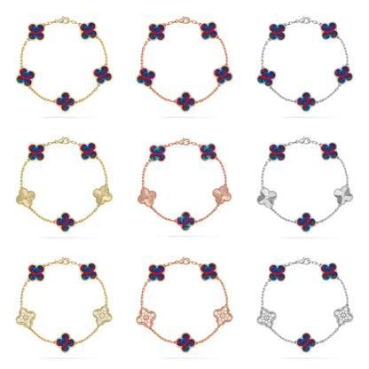 [Polaidi Jewelry]CLOVER 5 MOTIF COLOR GEMSTONES BRACELET COLLECTION