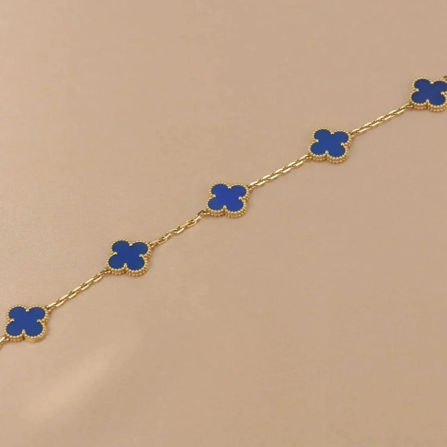[：Polaidi Jewelry]CLOVER 5 MOTIFS BLUE AGATE BRACELET