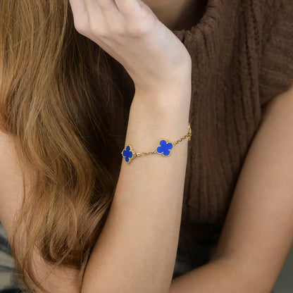 [Polaidi Jewelry] CLOVER 5 MOTIF BLUE AGATE BRACELET COLLECTION