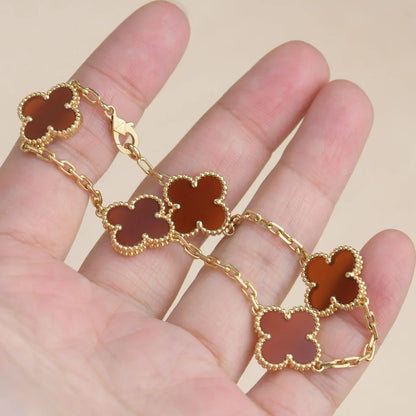 [Polaidi Jewelry] CLOVER 5 MOTIF RED CARNELIAN BRACELET COLLECTION