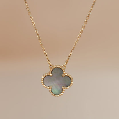 [：Polaidi Jewelry]CLOVER 15MM  GRAY MOTHER OF PEARL NECKLACE
