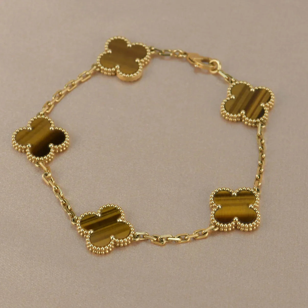 [Polaidi Jewelry] CLOVER 5 MOTIFS TIGER EYE BRACELET COLLECTION
