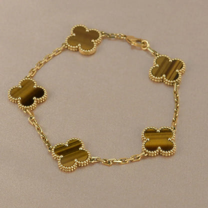 [Polaidi Jewelry] CLOVER 5 MOTIFS TIGER EYE BRACELET COLLECTION