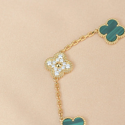 [Polaidi Jewelry] CLOVER 5 MOTIF MALACHITE BRACELET COLLECTION