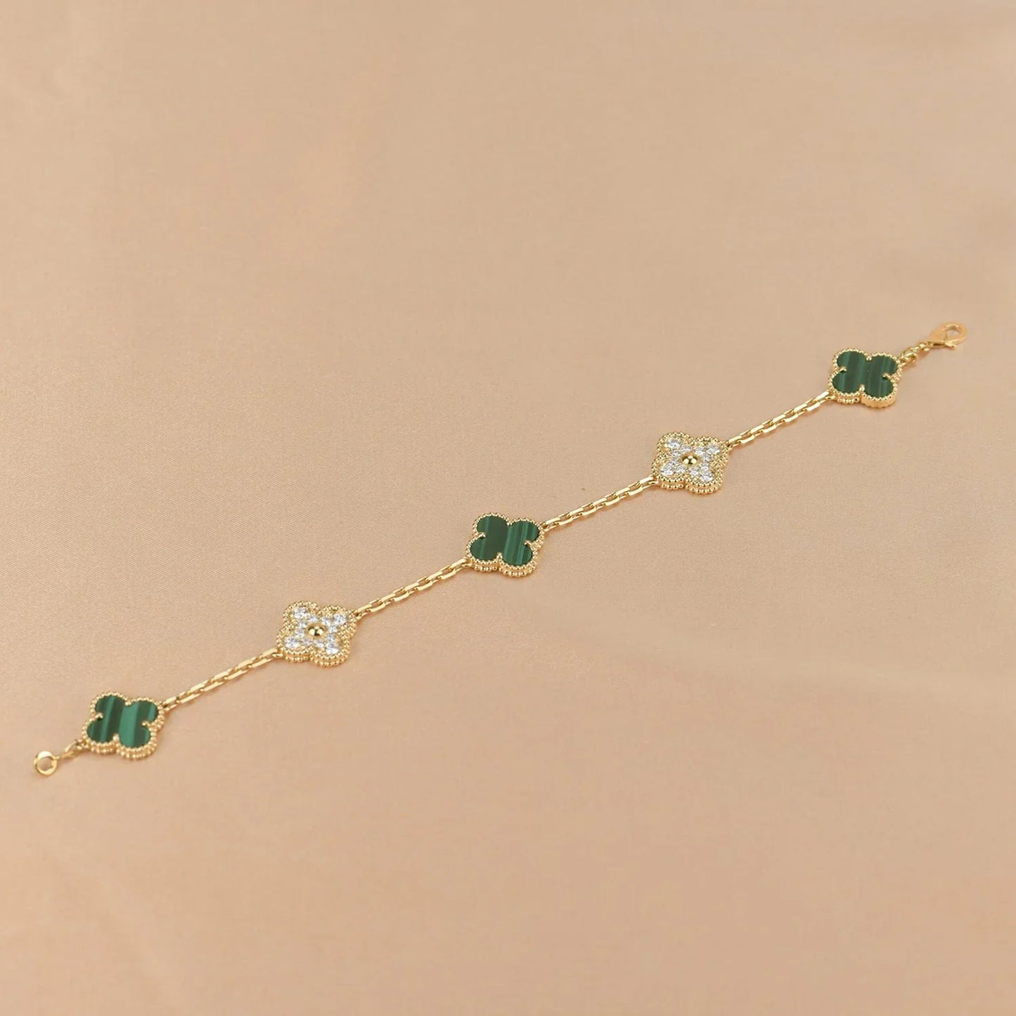 [Polaidi Jewelry] CLOVER 5 MOTIF MALACHITE BRACELET COLLECTION
