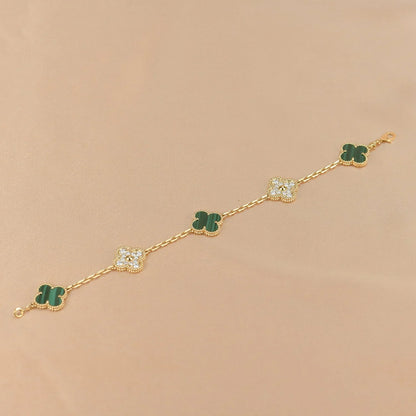 [Polaidi Jewelry] CLOVER 5 MOTIF MALACHITE BRACELET COLLECTION