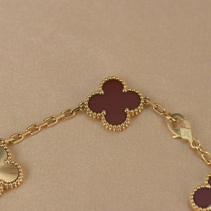 [Polaidi Jewelry] CLOVER 5 MOTIF RED CARNELIAN BRACELET COLLECTION