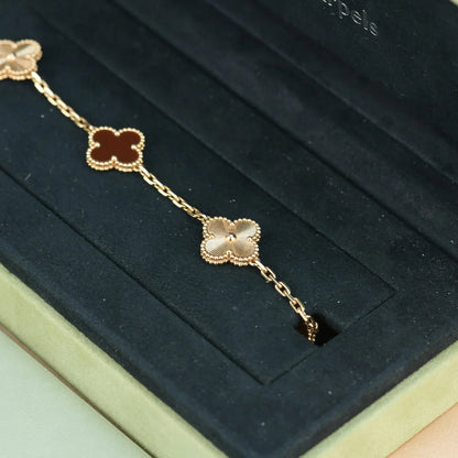 [Polaidi Jewelry] CLOVER 5 MOTIF RED CARNELIAN BRACELET COLLECTION