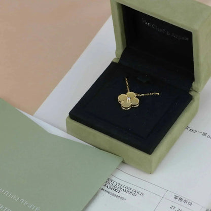 [：Polaidi Jewelry]CLOVER 15MM DIAMOND GOLD MOTHER OF PEARL NECKLACE