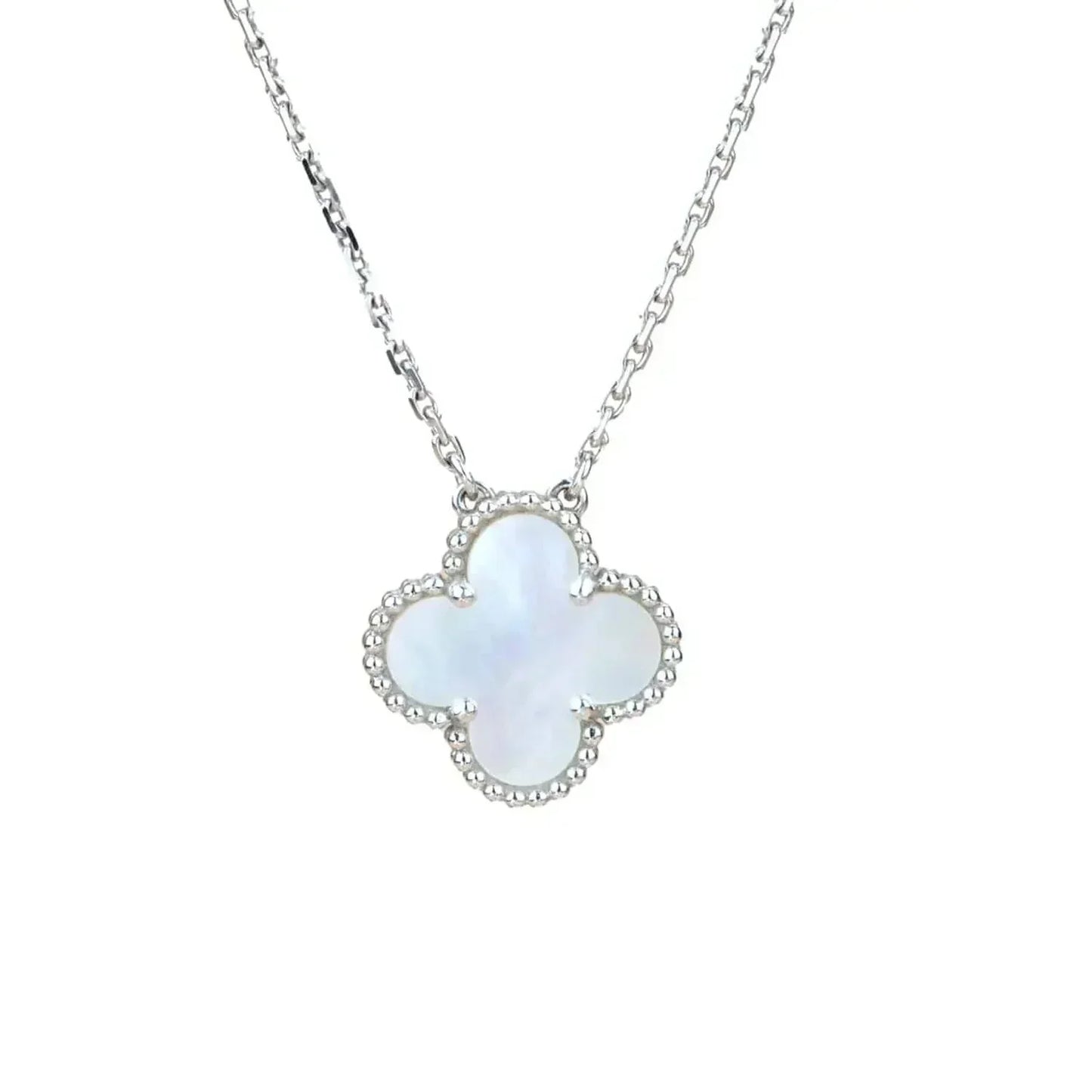 [Polaidi Jewelry]CLOVER  15MM WHITE MOTHER-OF-PEARL SILVER
