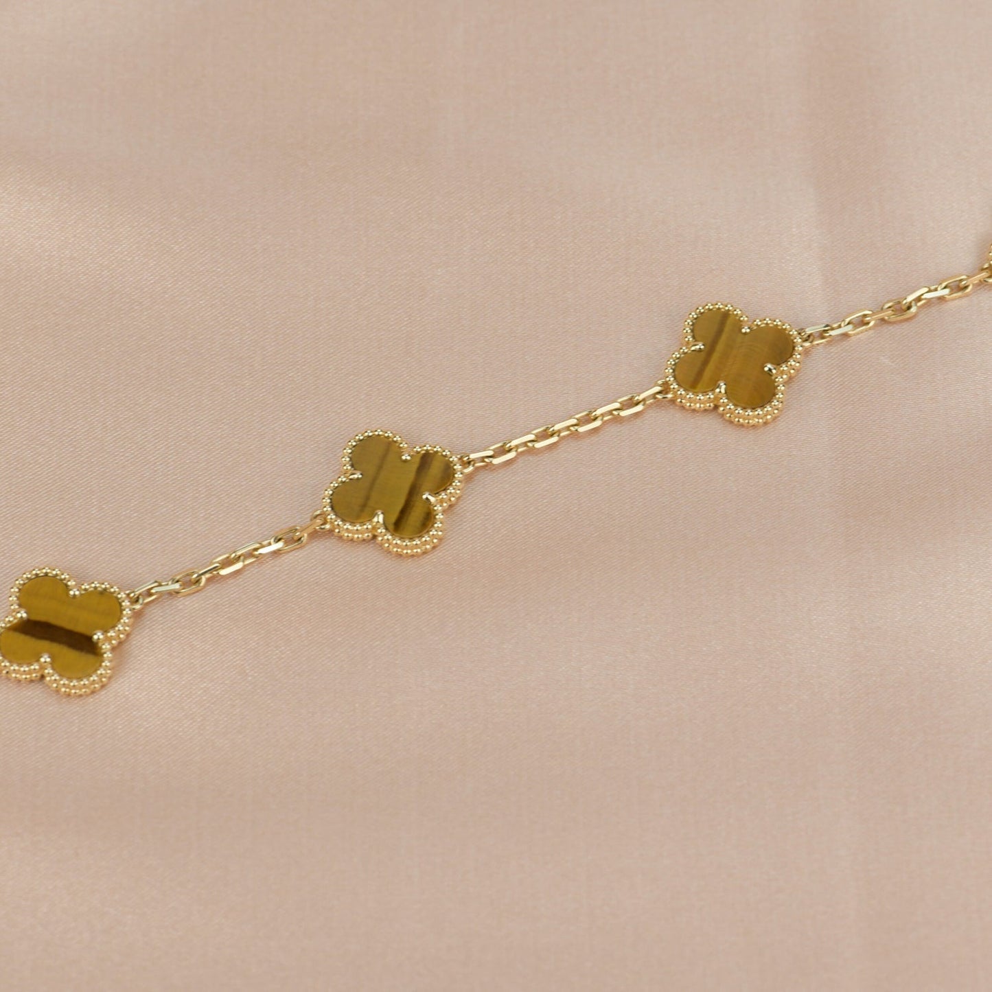 [：Polaidi Jewelry]CLOVER  5 MOTIFS TIGER EYE BRACELET