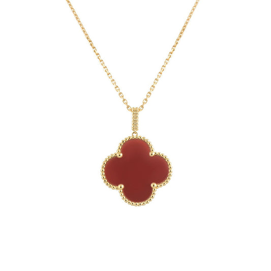 [：Polaidi Jewelry]CLOVER 25MM NECKLACE GOLD CARNELIAN