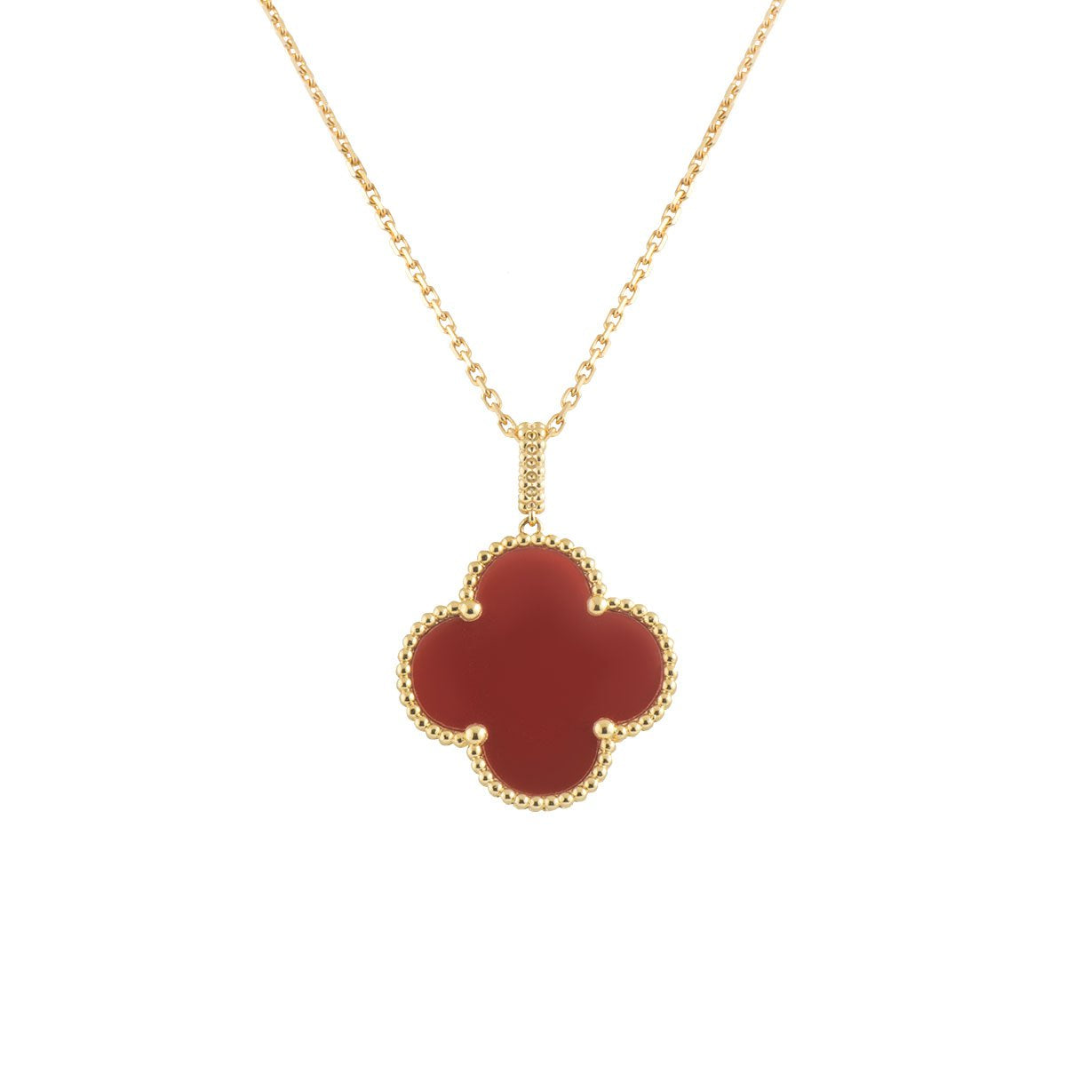 [Polaidi Jewelry]CLOVER 25MM NECKLACE GOLD CARNELIAN