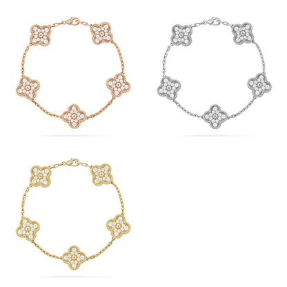 [Polaidi Jewelry] CLOVER 5 MOTIF FULL DIAMOND BRACELET COLLECTION