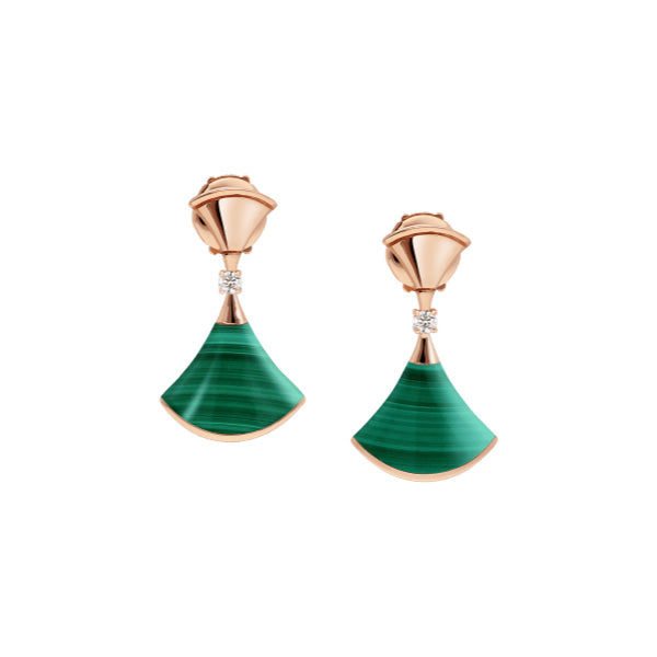 [Polaidi Jewelry]DREAM MALACHITE PINK GOLD EARRINGS