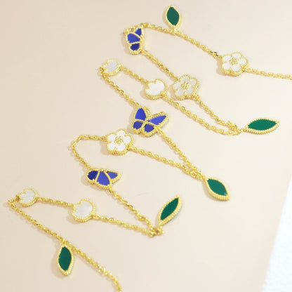 [Polaidi Jewelry]LUCKY SPRING BUTTERFLY 15 FLOWER NECKLACE