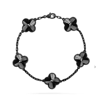 [：Polaidi Jewelry]CLOVER 5 MOTIF BLACK BRACELET