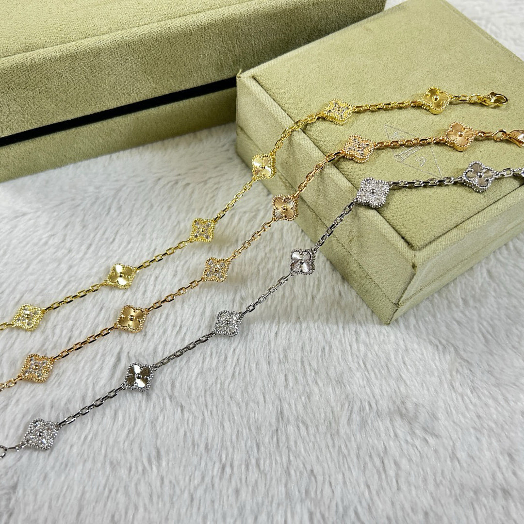 [：Polaidi Jewelry]CLOVER 6 MOTIF DIAMOND LASER BRACELET