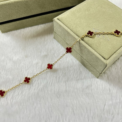 [Polaidi Jewelry]CLOVER 6 MOTIF RED AGATE BRACELET