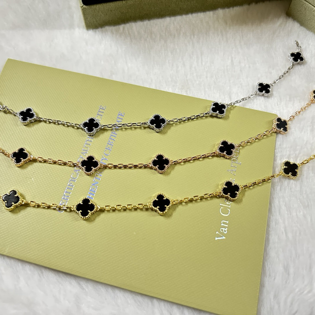 [：Polaidi Jewelry]CLOVER 6 MOTIF  ONYXS BRACELET
