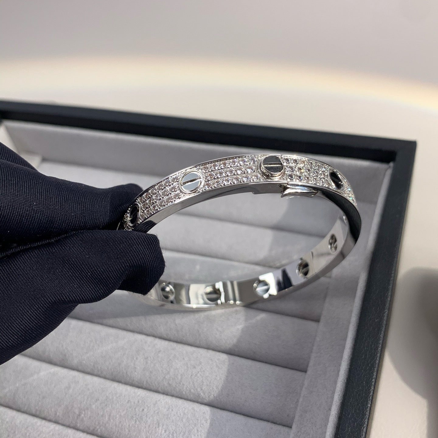 [：Polaidi Jewelry]LOVEブレスレット 6.1MM ダイヤモンドパヴェ セラミック