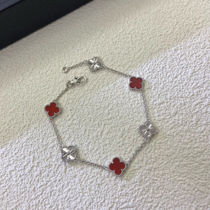 [Polaidi Jewelry]CLOVER 6 MOTIF RED AGATE LASER BRACELET