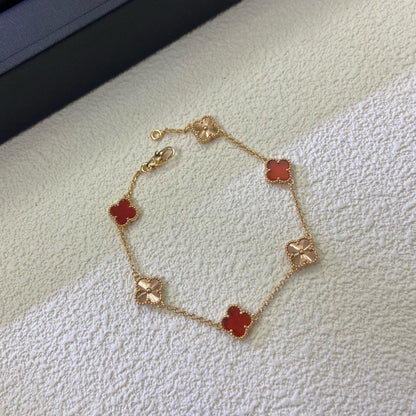 [Polaidi Jewelry]CLOVER 6 MOTIF RED AGATE LASER BRACELET