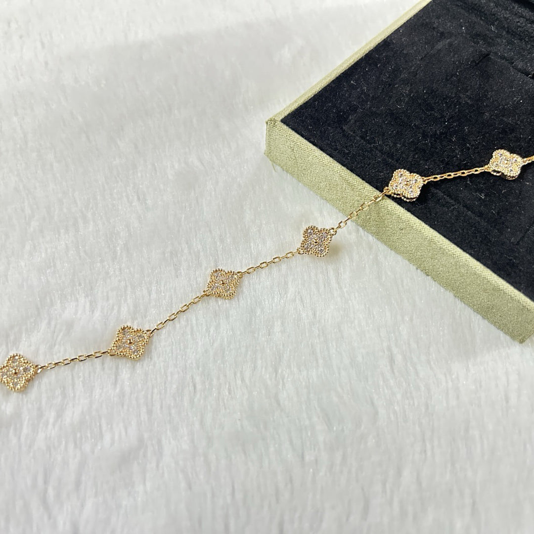 [：Polaidi Jewelry]CLOVER 6 MOTIF DIAMOND BRACELET
