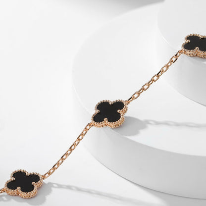 [：Polaidi Jewelry]CLOVER 10 MOTIFS ONYX NECKLACE