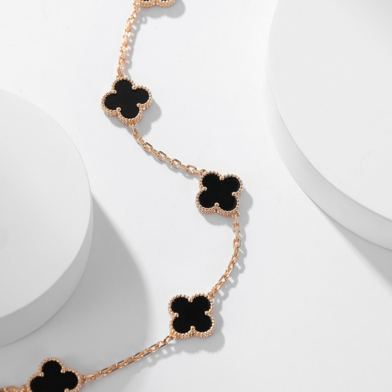 [Polaidi Jewelry]CLOVERS THE 10-MOTIFS ONYX NECKLACE