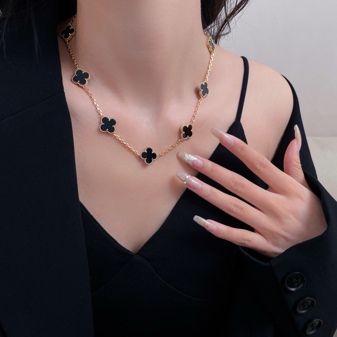 [Polaidi Jewelry]CLOVERS THE 10-MOTIFS ONYX NECKLACE