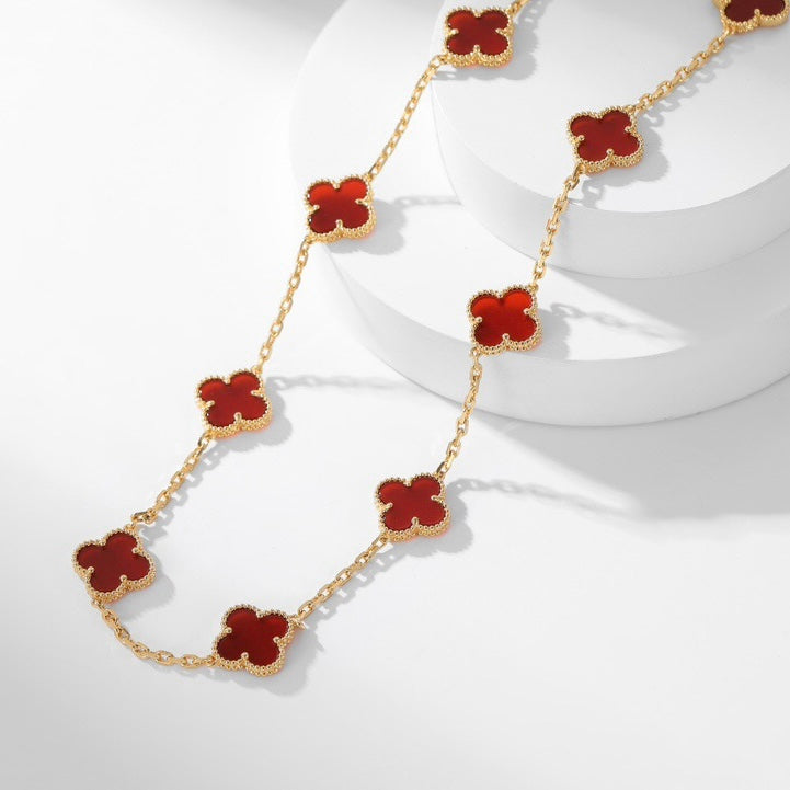 [Polaidi Jewelry]CLOVERS THE  10-MOTIFS CARNELIAN NECKLACE