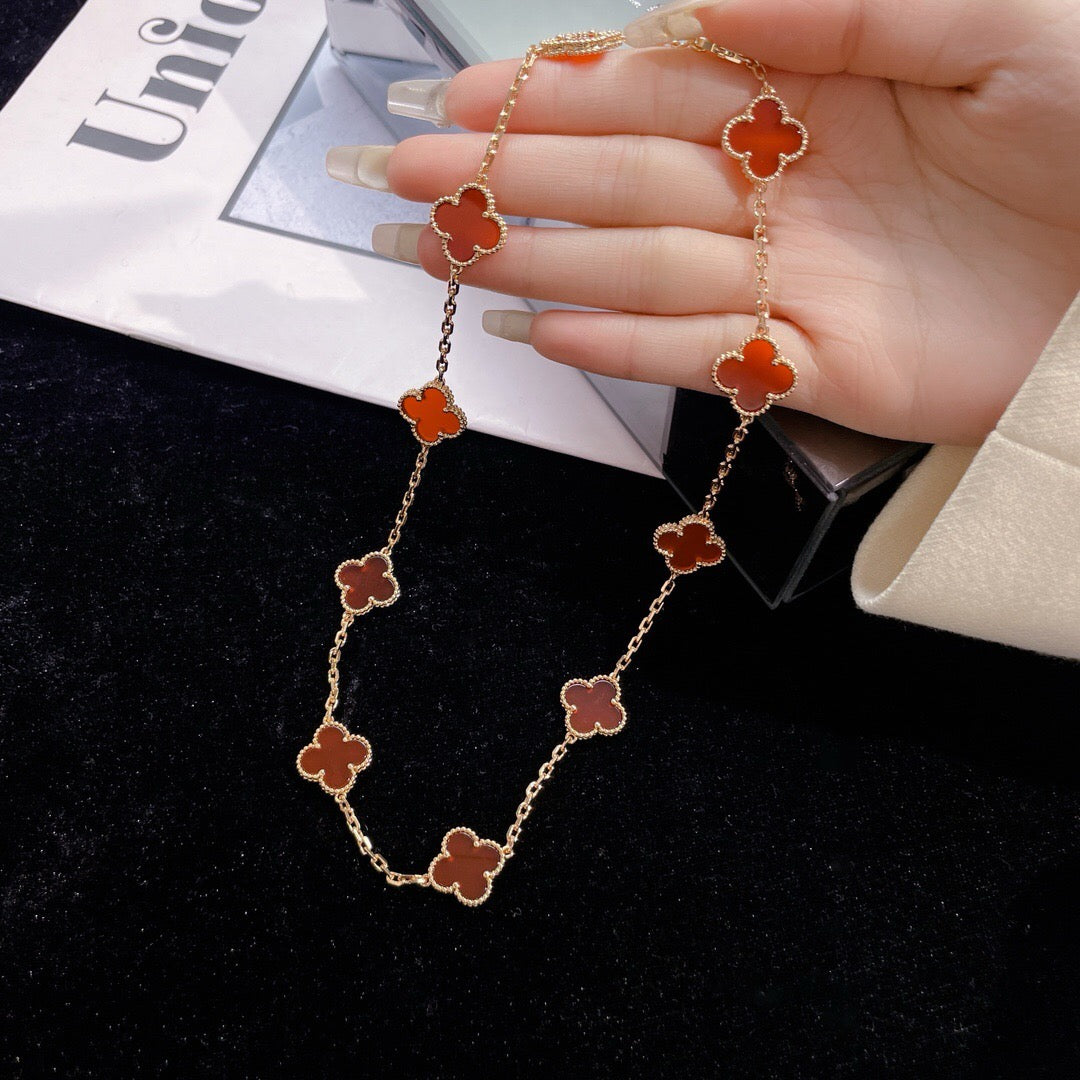 [Polaidi Jewelry]CLOVERS THE  10-MOTIFS CARNELIAN NECKLACE