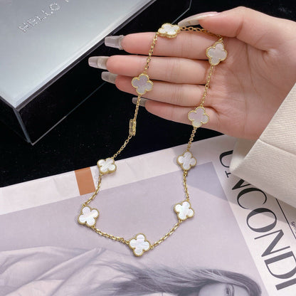 [Polaidi Jewelry]CLOVERS THE 10-MOTIFS WHITE MOTHER OF PEARL NECKLACE