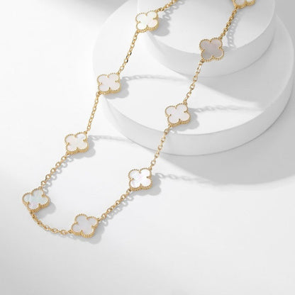 [Polaidi Jewelry]CLOVERS THE 10-MOTIFS WHITE MOTHER OF PEARL NECKLACE
