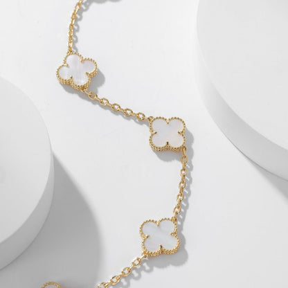 [Polaidi Jewelry]CLOVERS THE 10-MOTIFS WHITE MOTHER OF PEARL NECKLACE