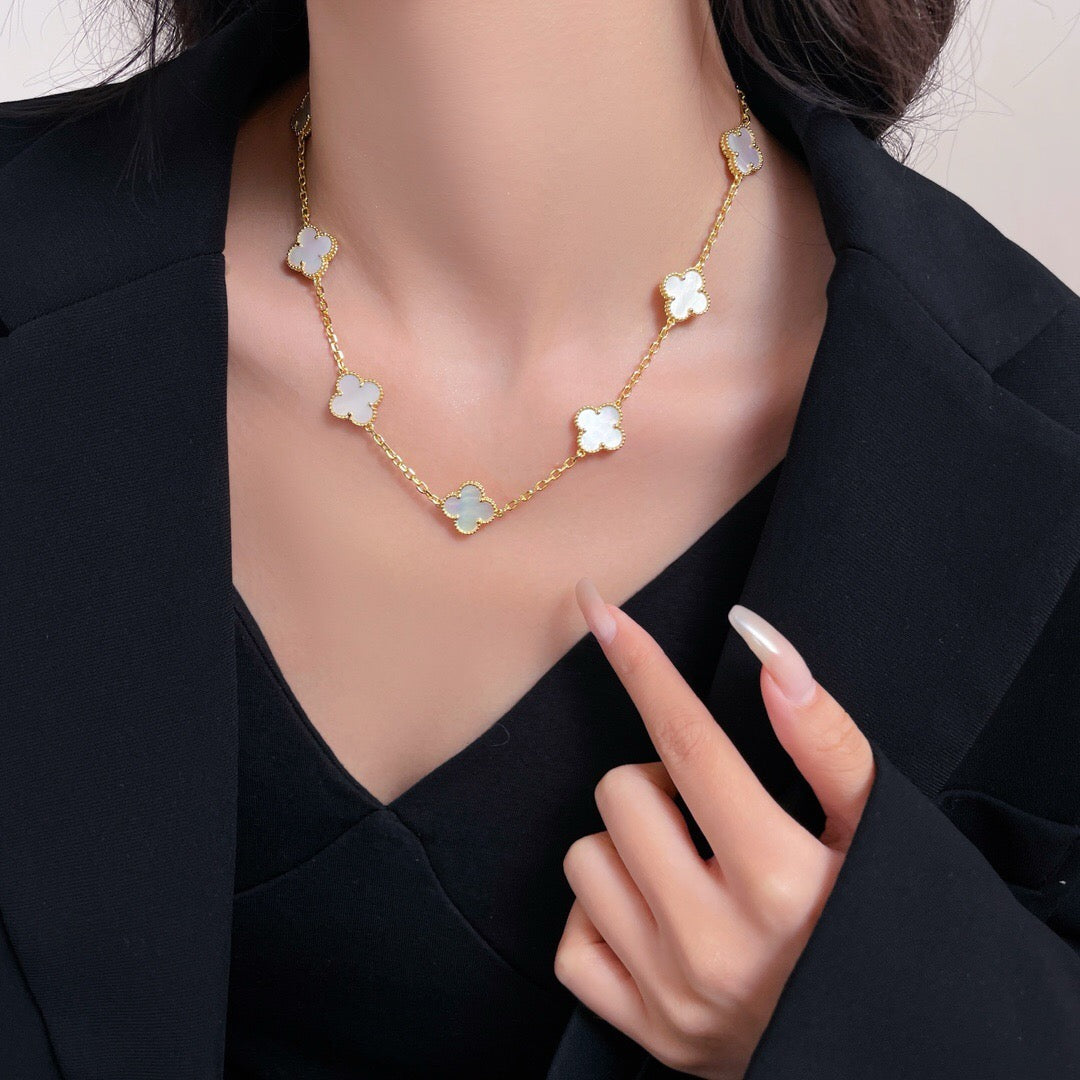 [：Polaidi Jewelry]CLOVER 10 MOTIFS WHITE MOTHER OF PEARL NECKLACE