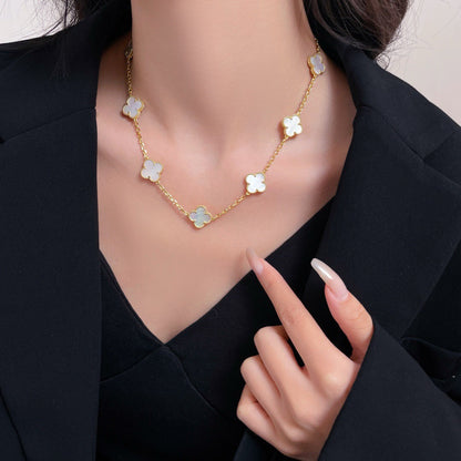 [：Polaidi Jewelry]CLOVER 10 MOTIFS WHITE MOTHER OF PEARL NECKLACE