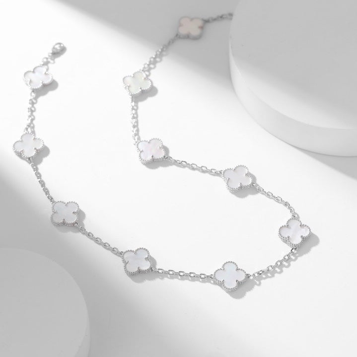[Polaidi Jewelry]CLOVERS THE 10-MOTIFS WHITE MOTHER OF PEARL NECKLACE