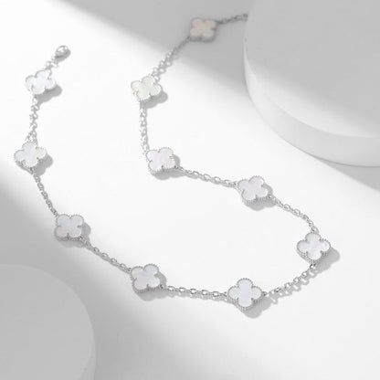 [Polaidi Jewelry]CLOVERS THE 10-MOTIFS WHITE MOTHER OF PEARL NECKLACE