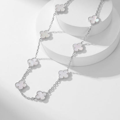 [Polaidi Jewelry]CLOVERS THE 10-MOTIFS WHITE MOTHER OF PEARL NECKLACE