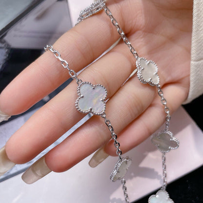 [Polaidi Jewelry]CLOVERS THE 10-MOTIFS WHITE MOTHER OF PEARL NECKLACE