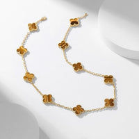 [Polaidi Jewelry ]CLOVER 10 MOTIFS TIGER EYE NECKLACE