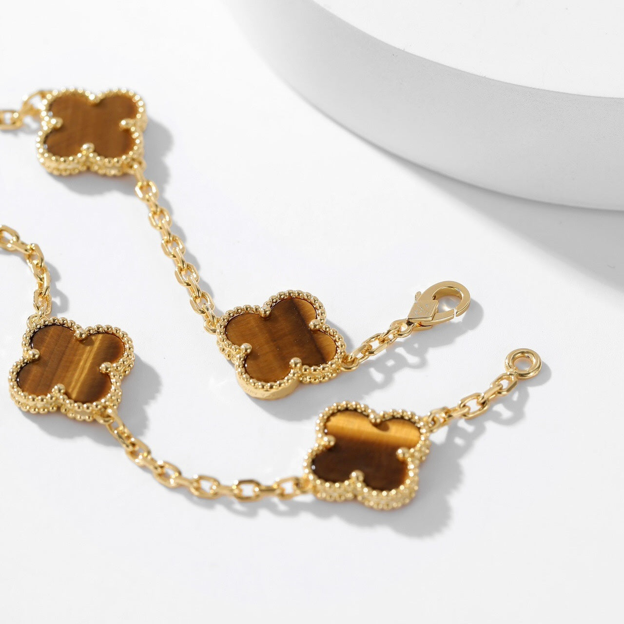 [Polaidi Jewelry]CLOVERS THE 10-MOTIFS TIGER EYE NECKLACE