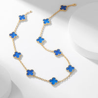 [Polaidi Jewelry ]CLOVER 10 MOTIFS BLUE AGATE NECKLACE