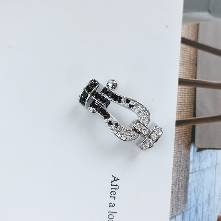 [Polaidi Jewelry]FORCE LARGE HORSESHOE BLACK WHITE DIAMOND BRACELET ROSE GOLD
