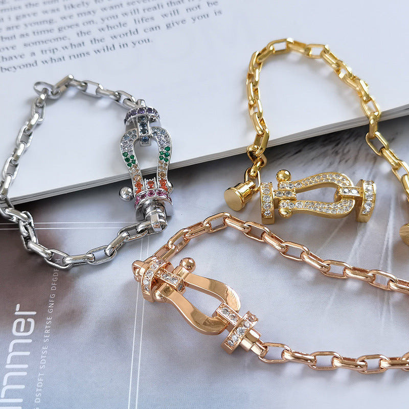 [：Polaidi Jewelry]FORCE LARGE HORSESHOE CLASP  METAL BRACELET
