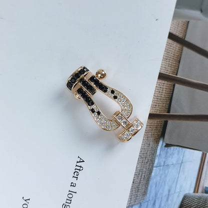 [Polaidi Jewelry]FORCE LARGE HORSESHOE BLACK WHITE DIAMOND BRACELET ROSE GOLD